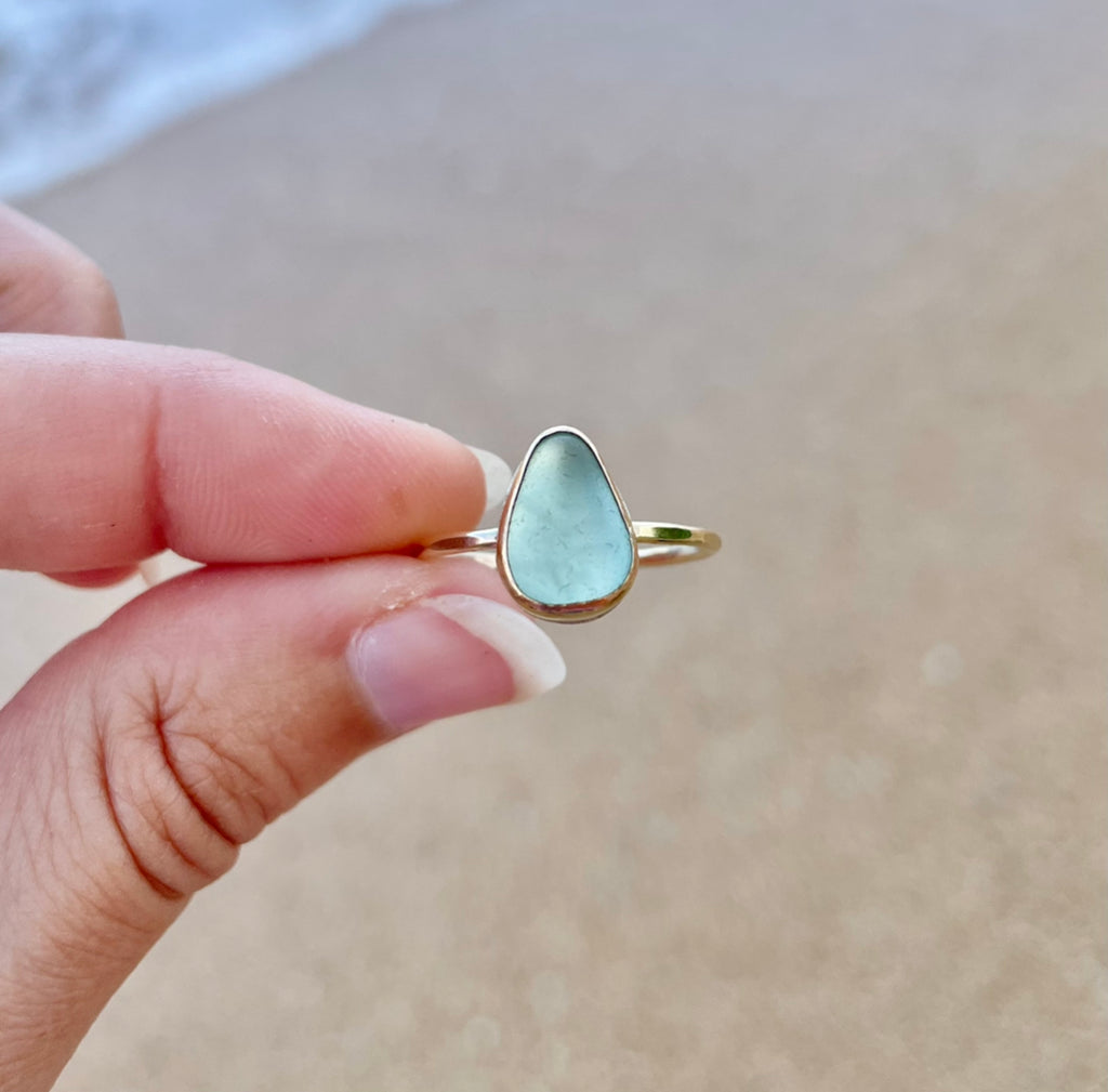 Sea Glass Ring Gold