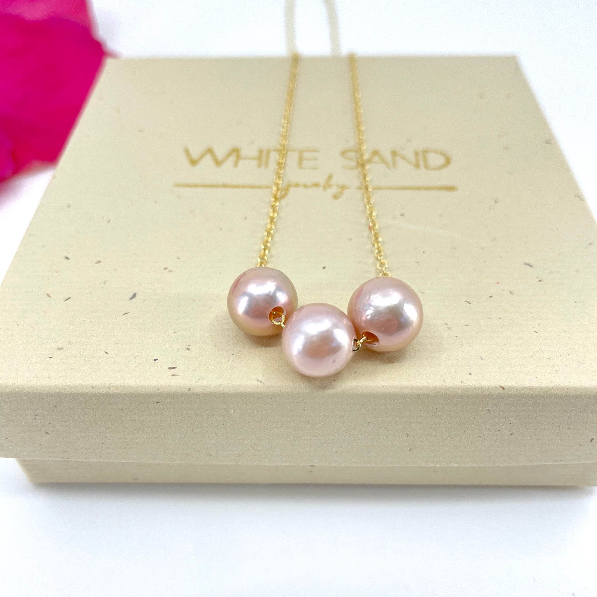 11-12mm Natural Pink Edison Pearl online with 18k Gold Pendant Bail Necklace,Natural Edison Pearl Drop Bridal Necklace,Pink Pearl Necklace(3055-NK)