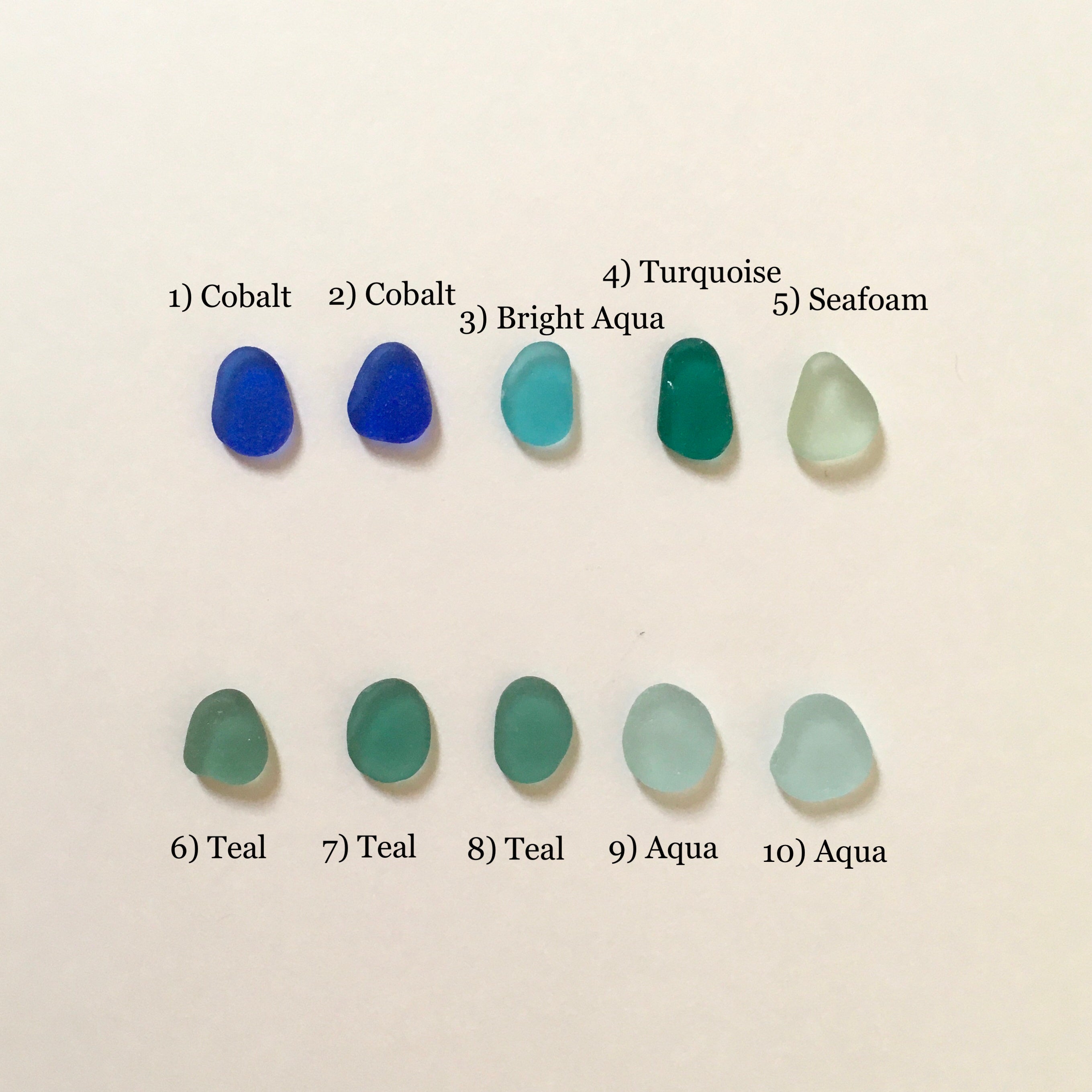 Sea Glass Color Rarity Chart