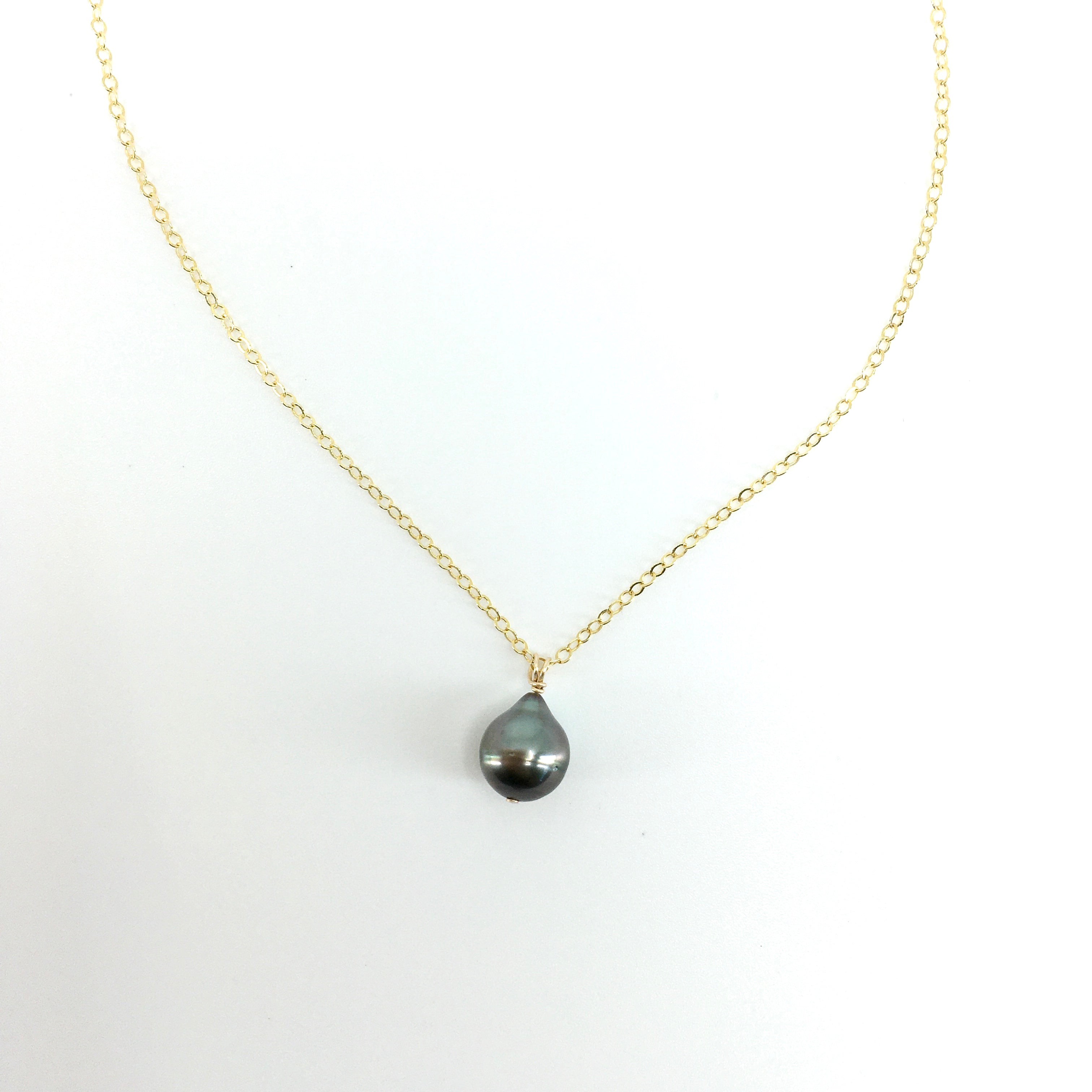 10-13mm Black Cultured Tahitian Pearl Necklace with 14kt White Gold |  Ross-Simons