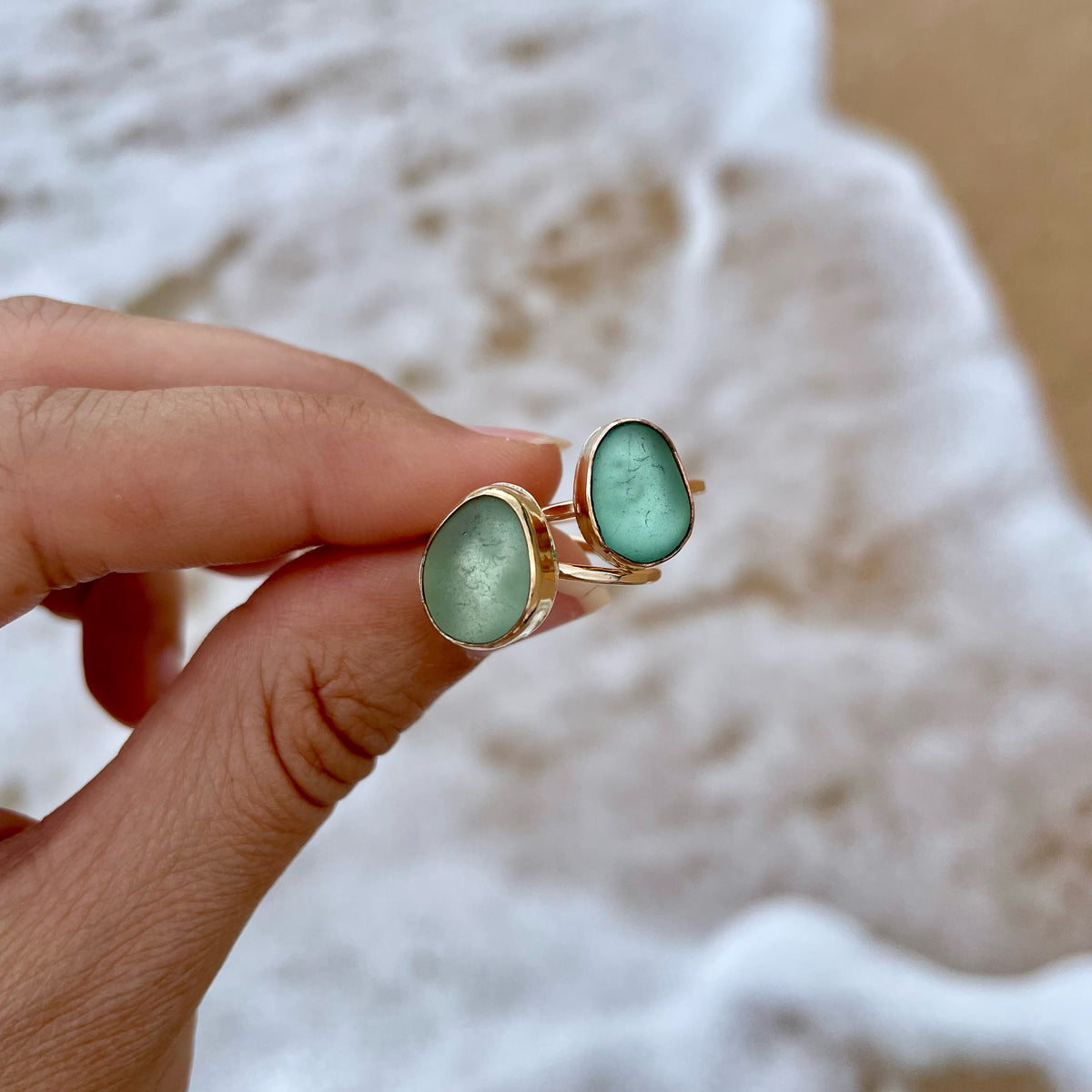 Sea Gold Rings Sea Glass Rings in Gold Fill – WhiteSandJewelry